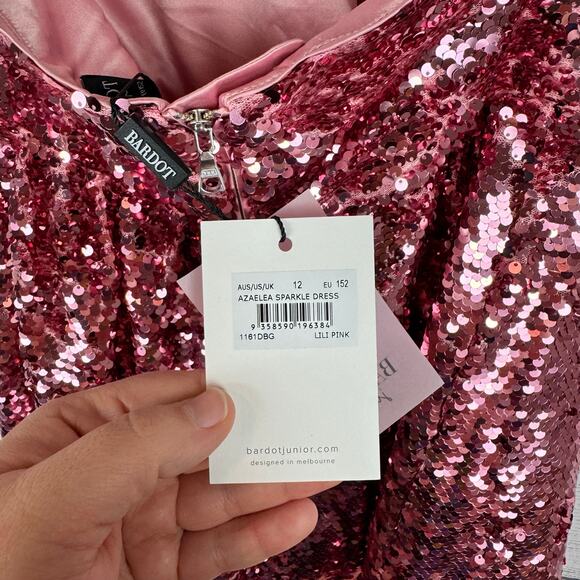 Bardot Junior Girl's Pink Azalea Sequin Halter Neck Party Dress Size 12 - Picture 12 of 12